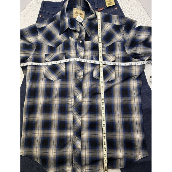 Wrangler 31 Sz 34x34 Relaxed Fit Rigid Jeans NWT & Plaid Pearl Snap Sz XL - Picture 5 of 13